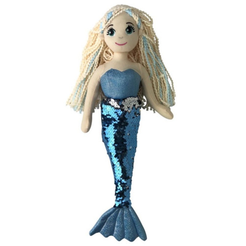 "Cotton Candy - 45cm Aquata Blue - Flip Sequined Tail Mermaid"