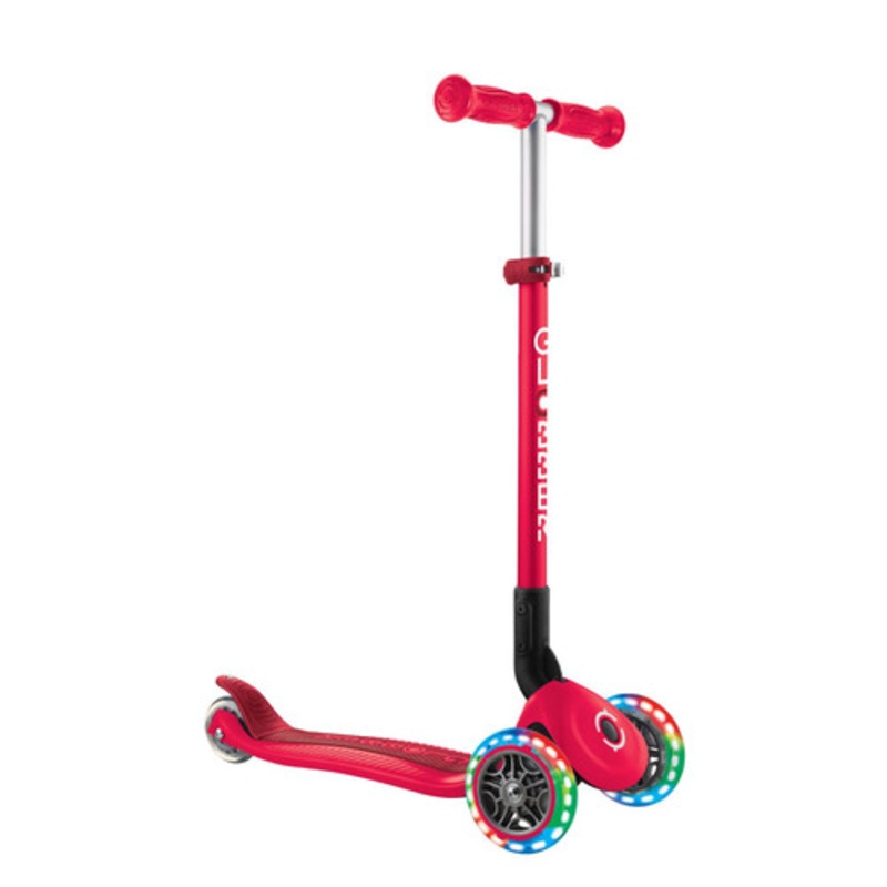 "Globber PRIMO FOLDABLE LIGHTS: 3 Wheel Scooter - Red"