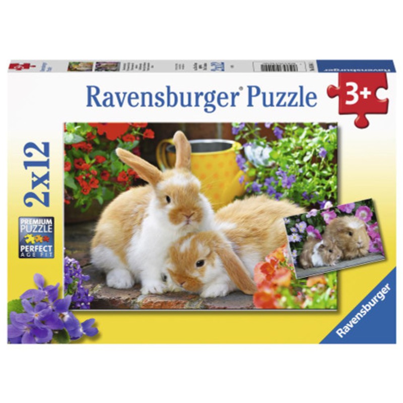 "Ravensburger 2x12pc - Guinea Pigs + Bunnies Puzzle"