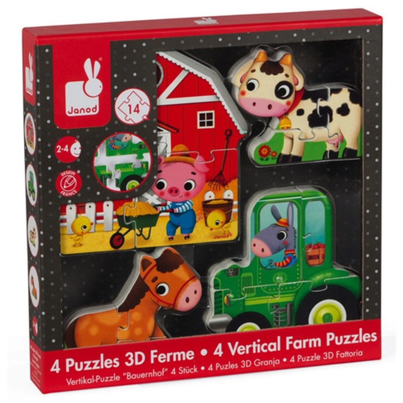 "Janod- Farm Vertical Puzzles set of 4"