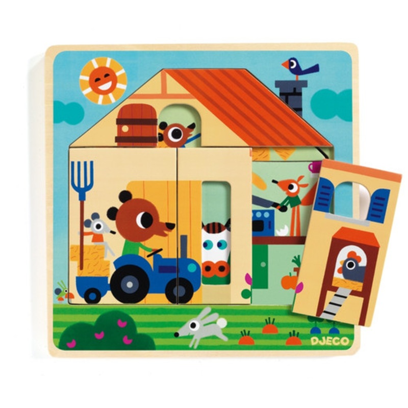 "Djeco - Chez Gaby Barn - 3 Layer Puzzle"