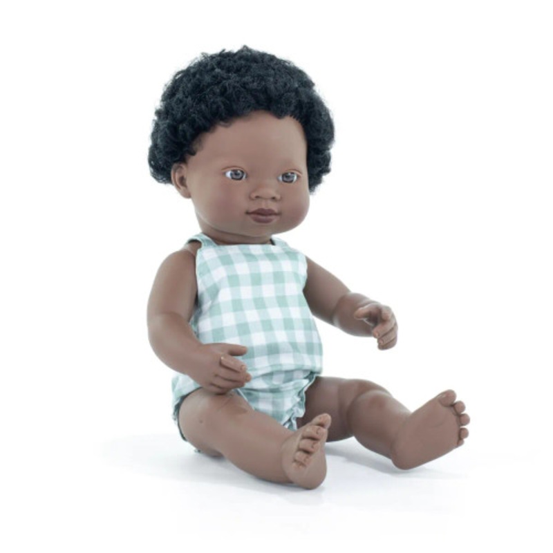 "Miniland Doll 38cm - My Friends & Me - African Boy Baby Doll"