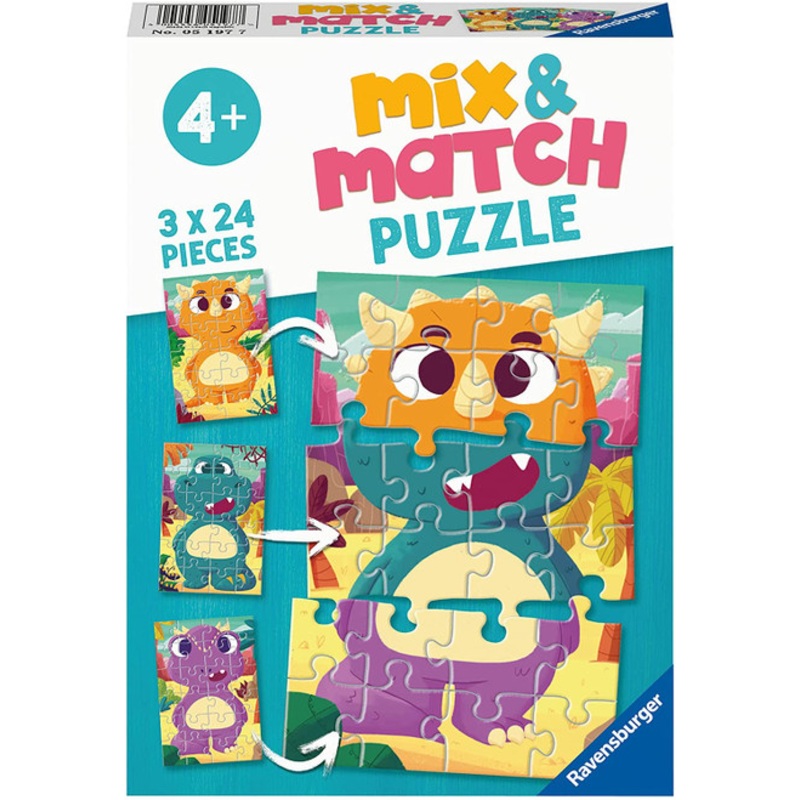 "Ravensburger 3x24pc - Cute Dinos - Mix & Match Puzzle"