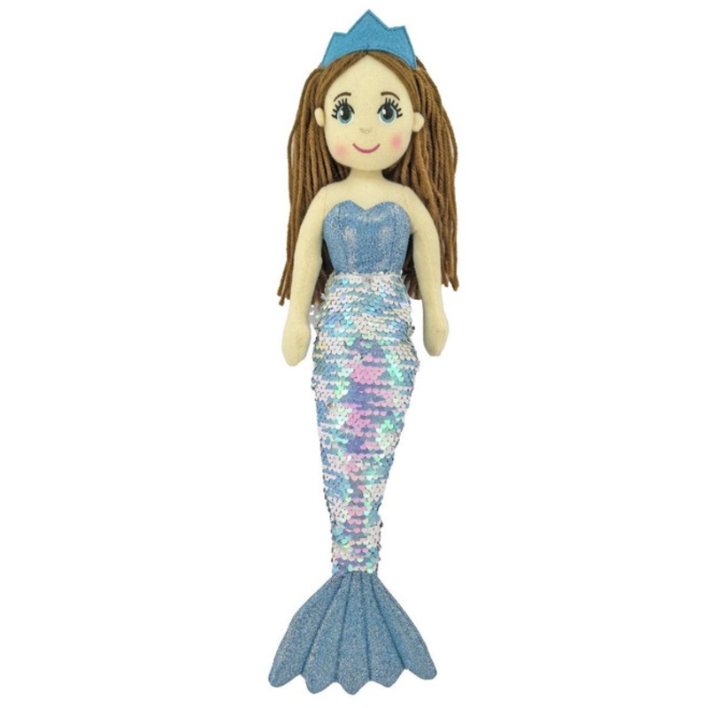 "Cotton Candy - 45cm Mermaid MARINA Flip Sequin Blue/White with Sequin Tail"
