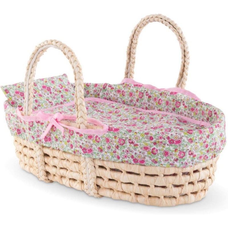 "Corolle Mon Grand Poupon - Floral Wicker Baby Basket  for 36/42cm Dolls"