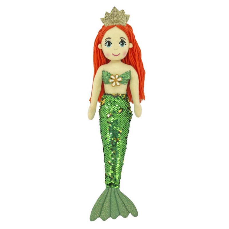 "Cotton Candy - 45cm Mermaid NERIDA Flip Sequin Green/Gold with Sequin Tail"
