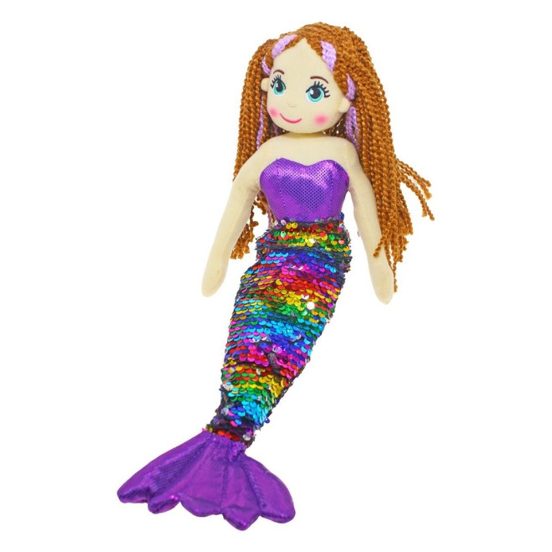 "Cotton Candy - 45cm SIREN Purple Multi withSequin Tail"