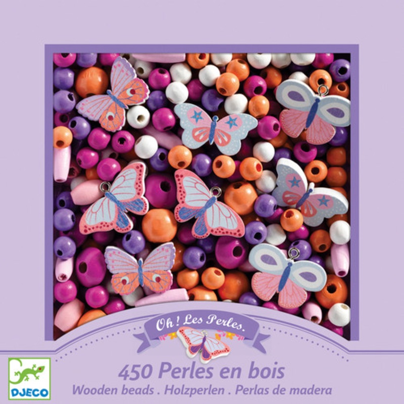 "Djeco - Colourful Butterfly Wooden Beads"