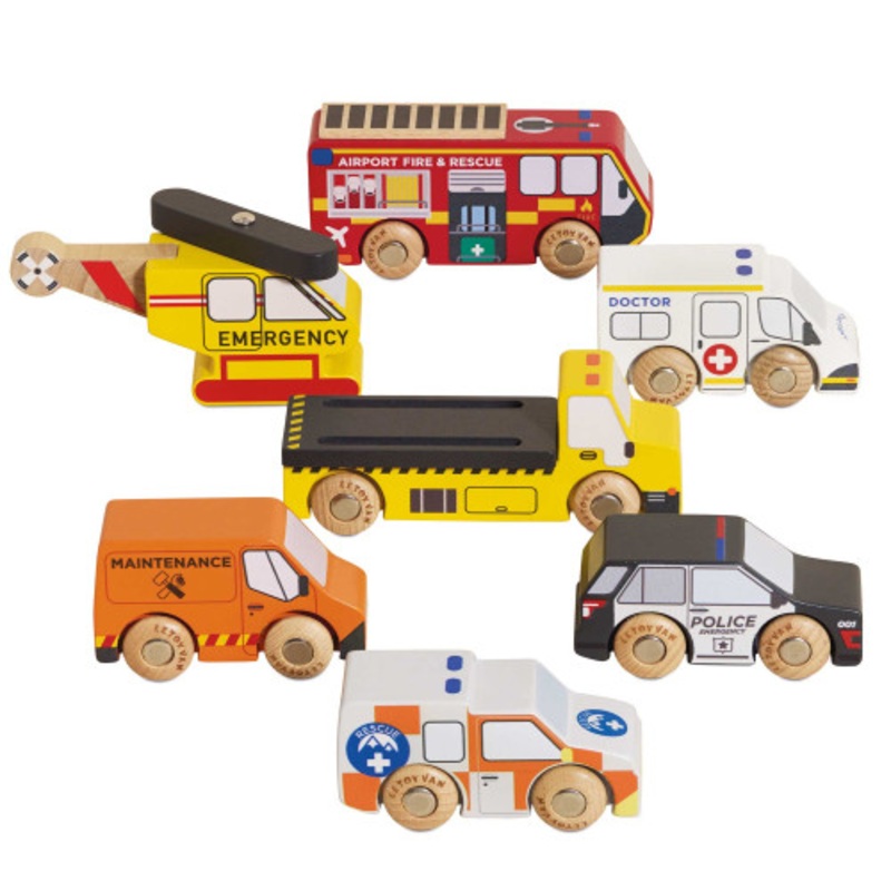"Le Toy Van - Emergency Helicopter & Rescue Cars - 7 Piece"