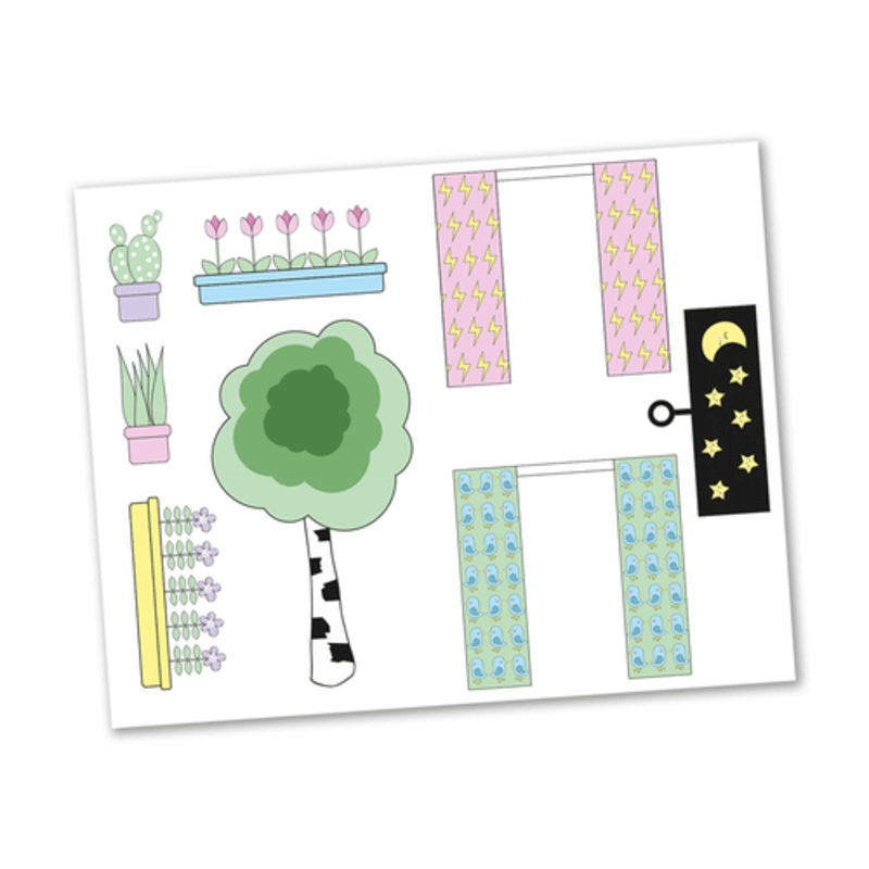 "Lundby Doll's House - Creative Sticker Sheet - Curtains and Flowers"