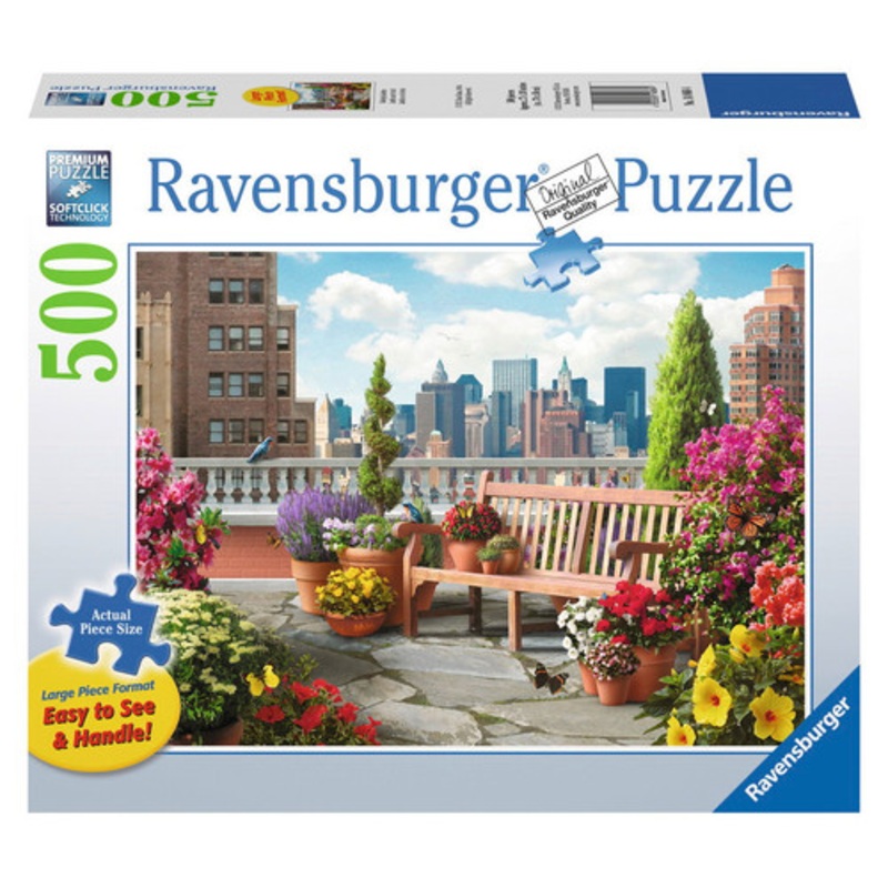 "Ravensburger 500pc - Rooftop Garden Large Format Puzzle**Slight Damage**"