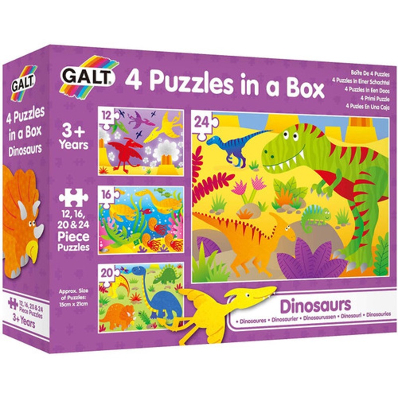 "Galt - Four Puzzles In A Box - Dinosaurs"