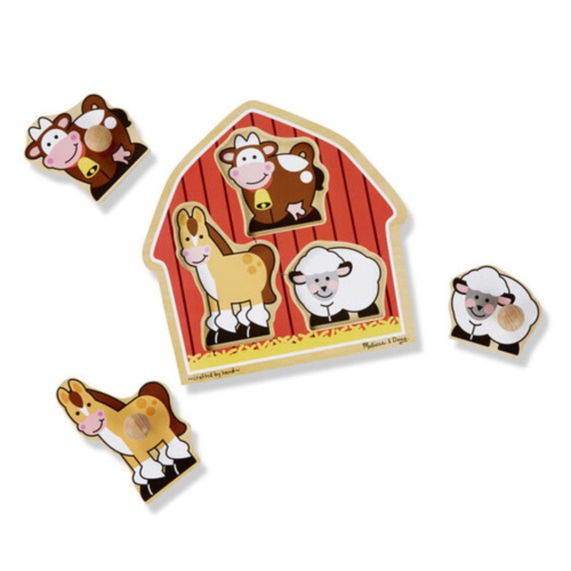 "Melissa & Doug - Barnyard Animals Jumbo Knob Puzzle 3pc"