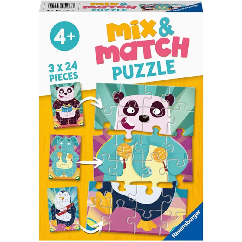 "Ravensburger 3x24pc - Animal Rock! Mix & Match Puzzle"