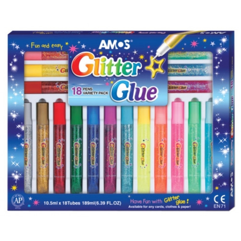 "Amos Glitter Glue Boxed 18 Pack"
