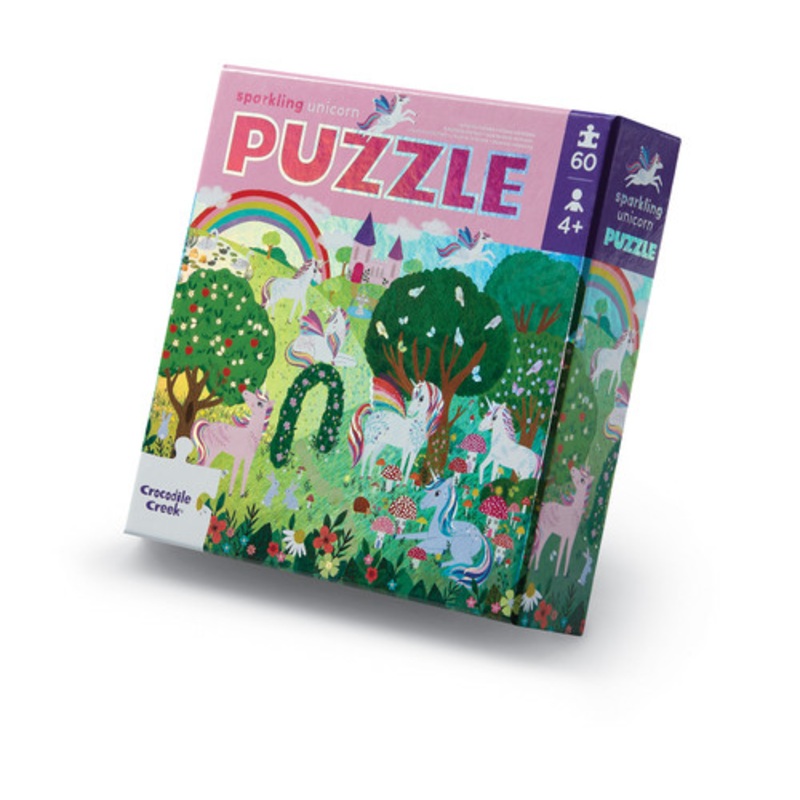 "Crocodile Creek Foil Puzzle 60 pc - Sparkling Unicorn"
