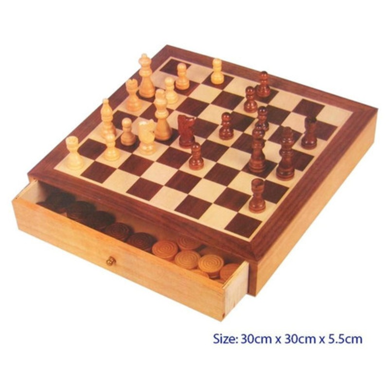 "Fun Factory - Deluxe Chess & Checkers Set with Drawers"
