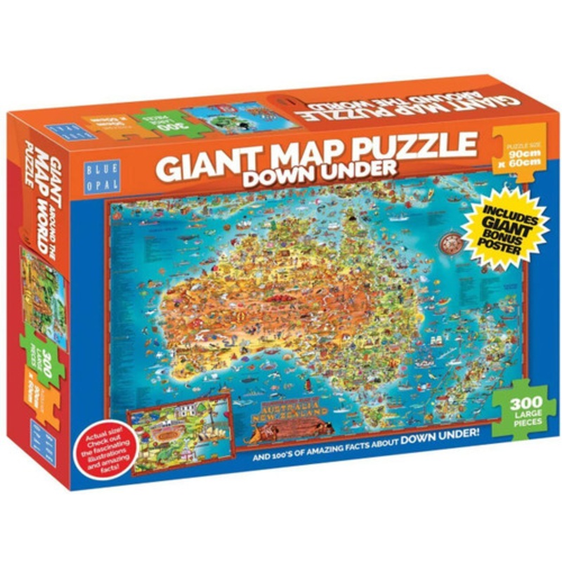 "Blue Opal - Giant Map Down Under Puzzle 300pc"