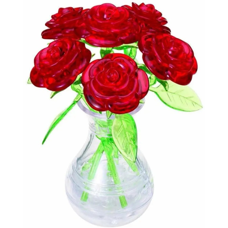 "Crystal Puzzle 3D - Six Red Roses"