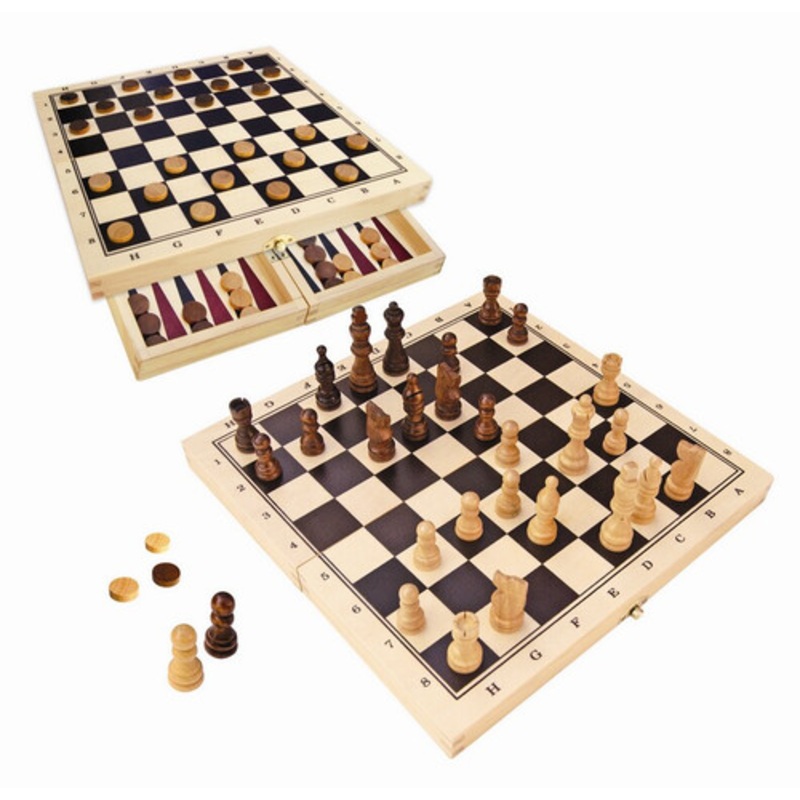 "Fun Factory - 3 in 1 Game Set: Chess/Checkers/Backgammon"