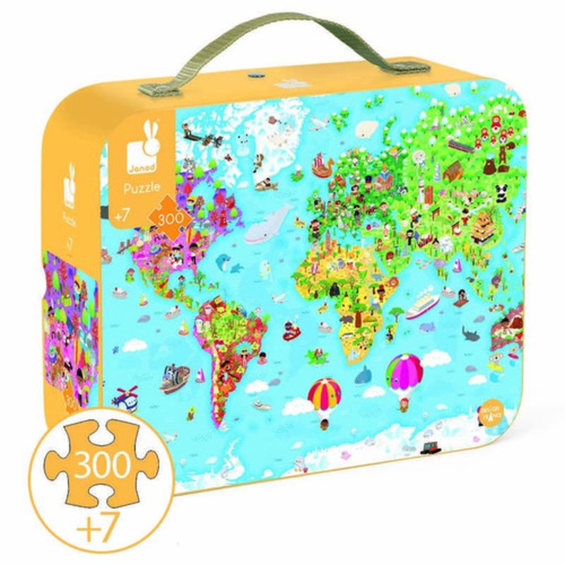 "Janod - World Giant Puzzle 300pc *slightly faded packaging*"