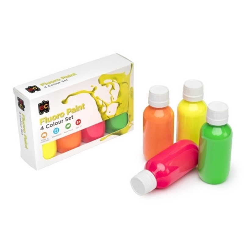 "Educational Colours - Fluoro Rainbow Paint Set Set of 4"