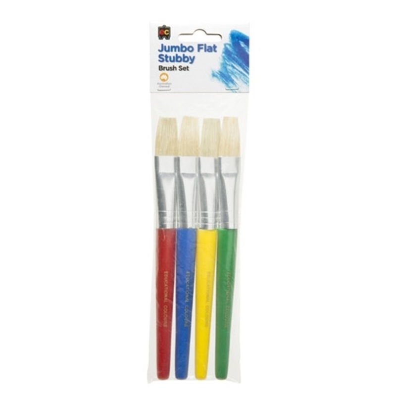 "Educational Colours - Jumbo Flat Stubby Brush Set of 4"
