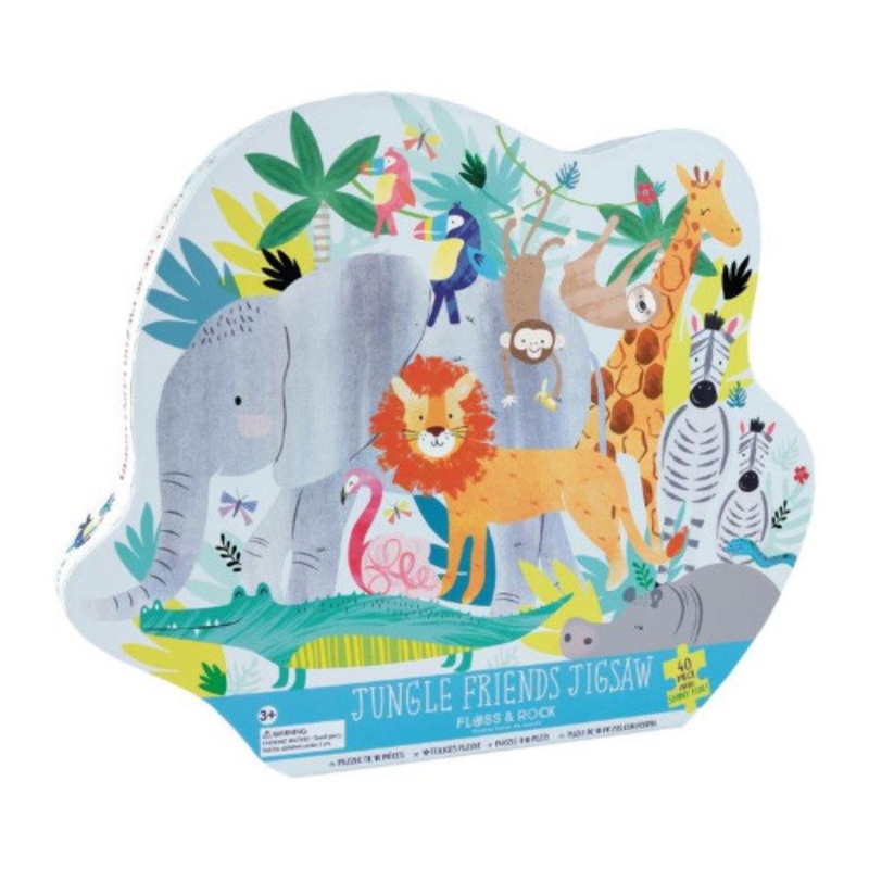 "Floss & Rock 40pc - Jungle Friends Elephant Shaped Puzzle"