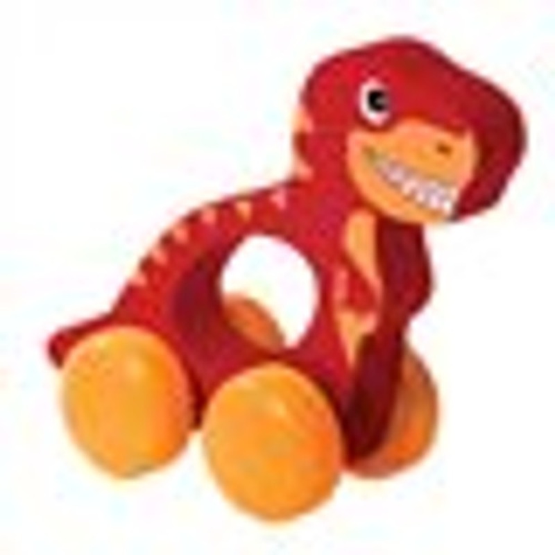 "IS GIFT - Classic Wooden Push-A-Long Dinosaur - Red"