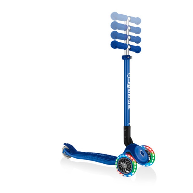 "Globber PRIMO Foldable Plus  Scooter with Light Up Wheels - Navy Blue"