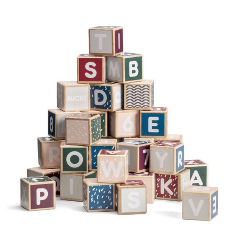 "Micki Senses - Wooden Letters and Numbers Building Blocks 36 pcs"