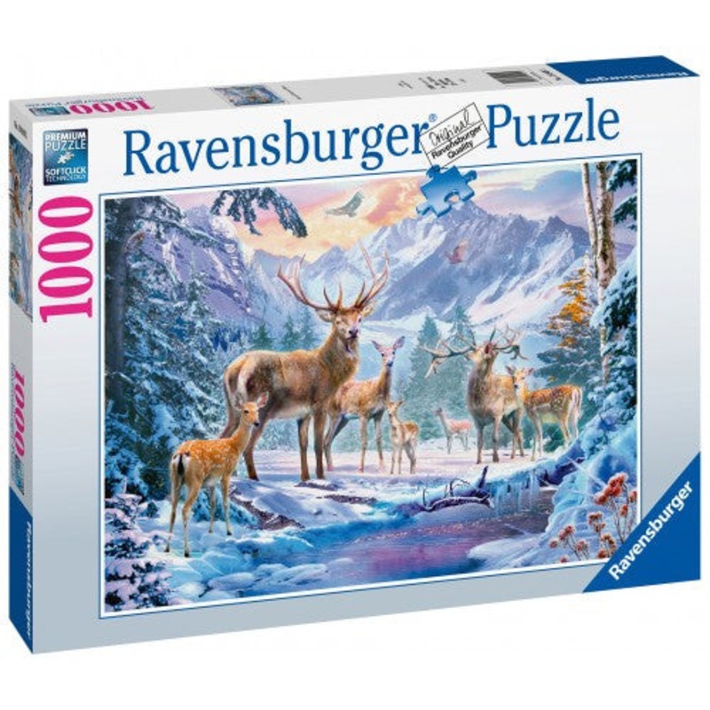 "Ravensburger 1000pc - Deer and Stags in Winter Puzzle *Damaged packaging*"